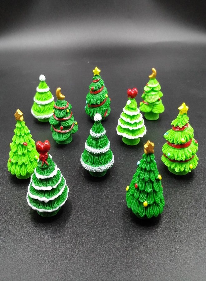 EMiEN 10 Pieces Christmas Trees,Miniature Ornament,5 Different Design, 2 Colors for Each Design,Christmas Tree. - Image 1